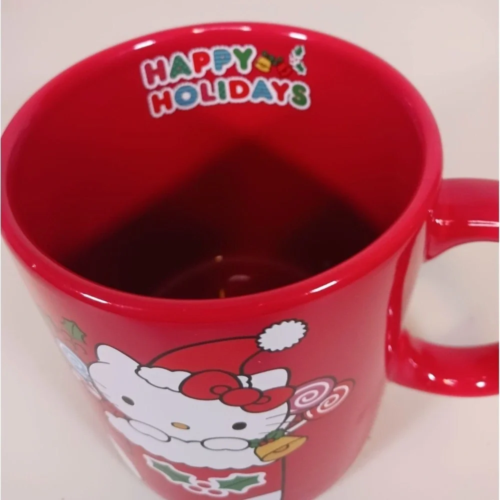 Hello Kitty Christmas Mug Red Sanrio Stocking Wreath Happy Holidays Ceramic